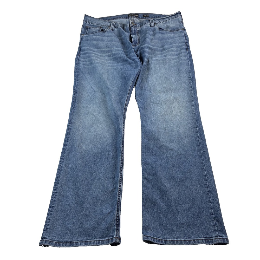 Howitzer Mens Denim Jeans Medium Wash 42x32 Bootcut Relaxed Fit Mid Rise Zip Fly